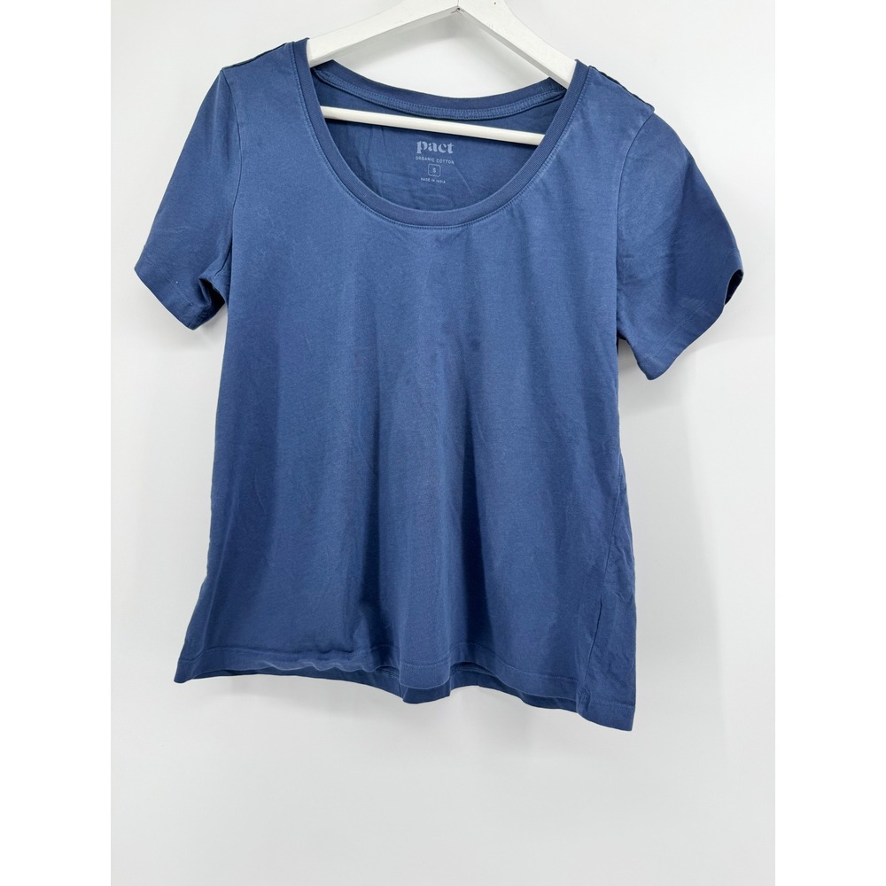 Pact Organic Cotton Scoop Neck Short Sleeve T-Shirt Navy Blue‎ Womens Small